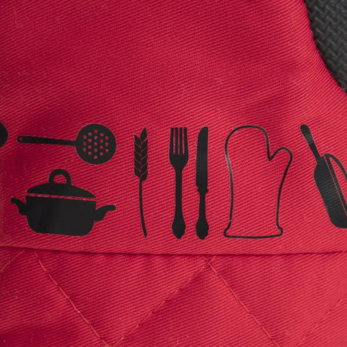 Gant de cuisine néoprène gris et rouge