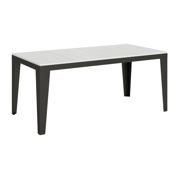 Table extensible 90x180/284 cm Flame Evolution Frêne Blanc cadre Anthracite