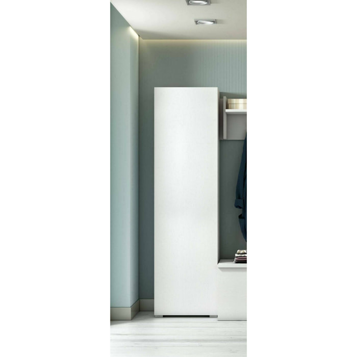 Armadio multiuso Abuela, Mobile lineare a 1 Anta e 7 ripiani, Colonna da ingresso o bagno, Scarpiera moderna, 100% Made in Italy, 50x30h182 cm, Bianco