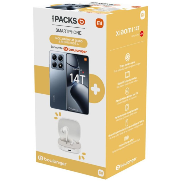Smartphone XIAOMI Pack 14T 256Go + Redmi Buds6 Blanc