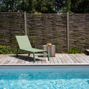 Bain de soleil BARBADOS en textilène vert sauge - aluminium vert sauge