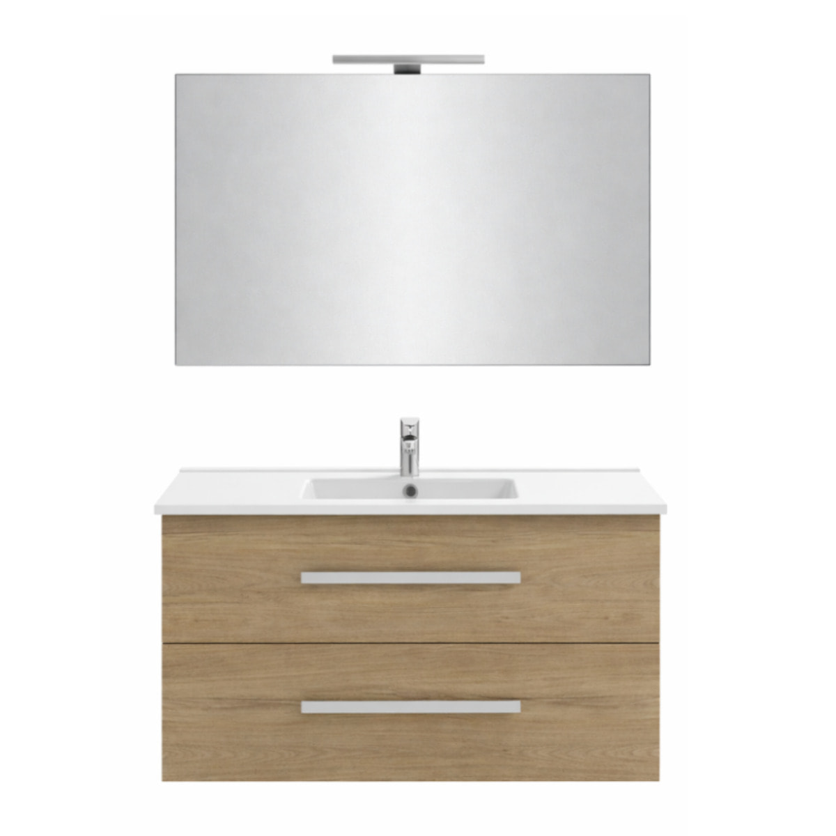 Pack meuble vasque 80 cm Ola up chêne + miroir + spot