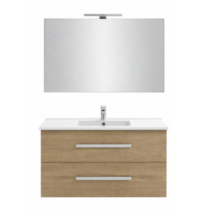 Pack meuble vasque 80 cm Ola up chêne + miroir + spot