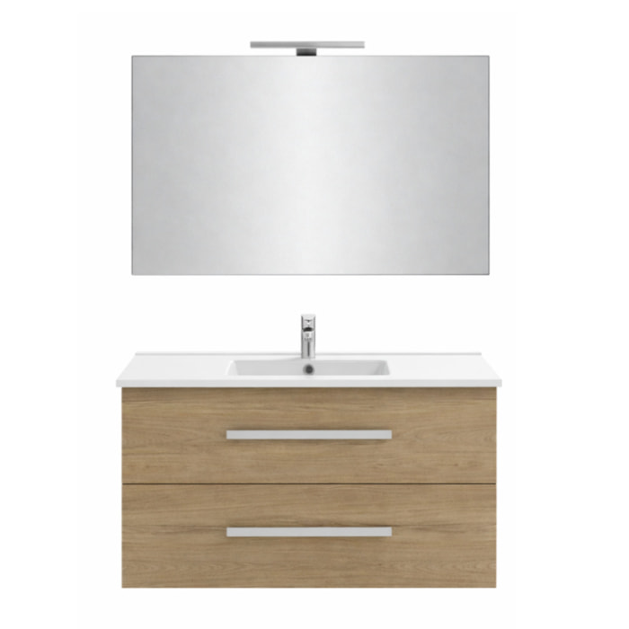Pack meuble vasque 80 cm Ola up chêne + miroir + spot