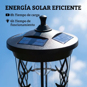 Farola Solar Exterior de Jardín con Macetero, Luz Solar de Exterior LED, 2 Modos de Brillo 100/50 lm, Impermeable IP44, Encendido/Apagado Automático, para Terraza, Patio, 41,5x41,5x202,5 cm