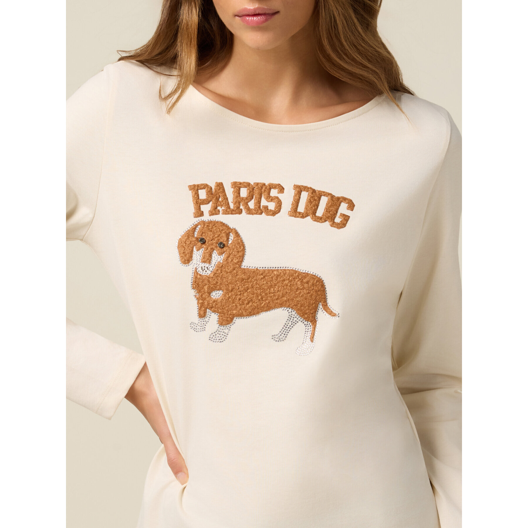 Oltre - Camiseta con estampado y aplicaciones - Blanco