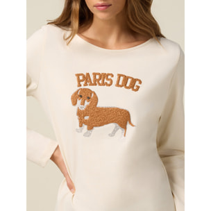 Oltre - Camiseta con estampado y aplicaciones - Blanco