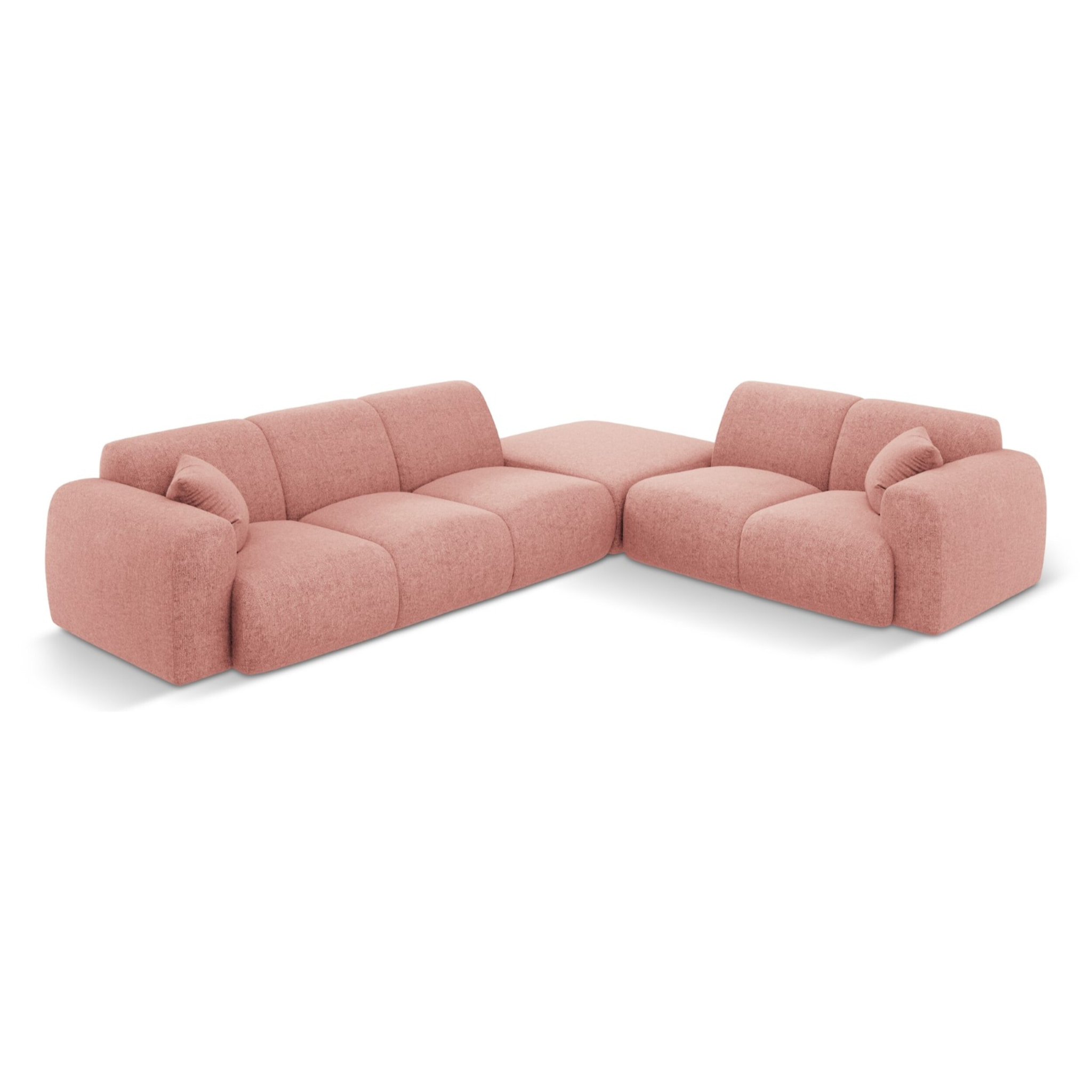 Canapé d'angle droit "Nolio" 4 places en chenille rose