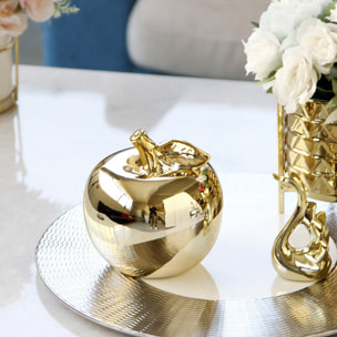 DAM  Figura Decorativa in Porcellana Ceramica Mela Dorata 10x10x10 Cm. Colore: oro