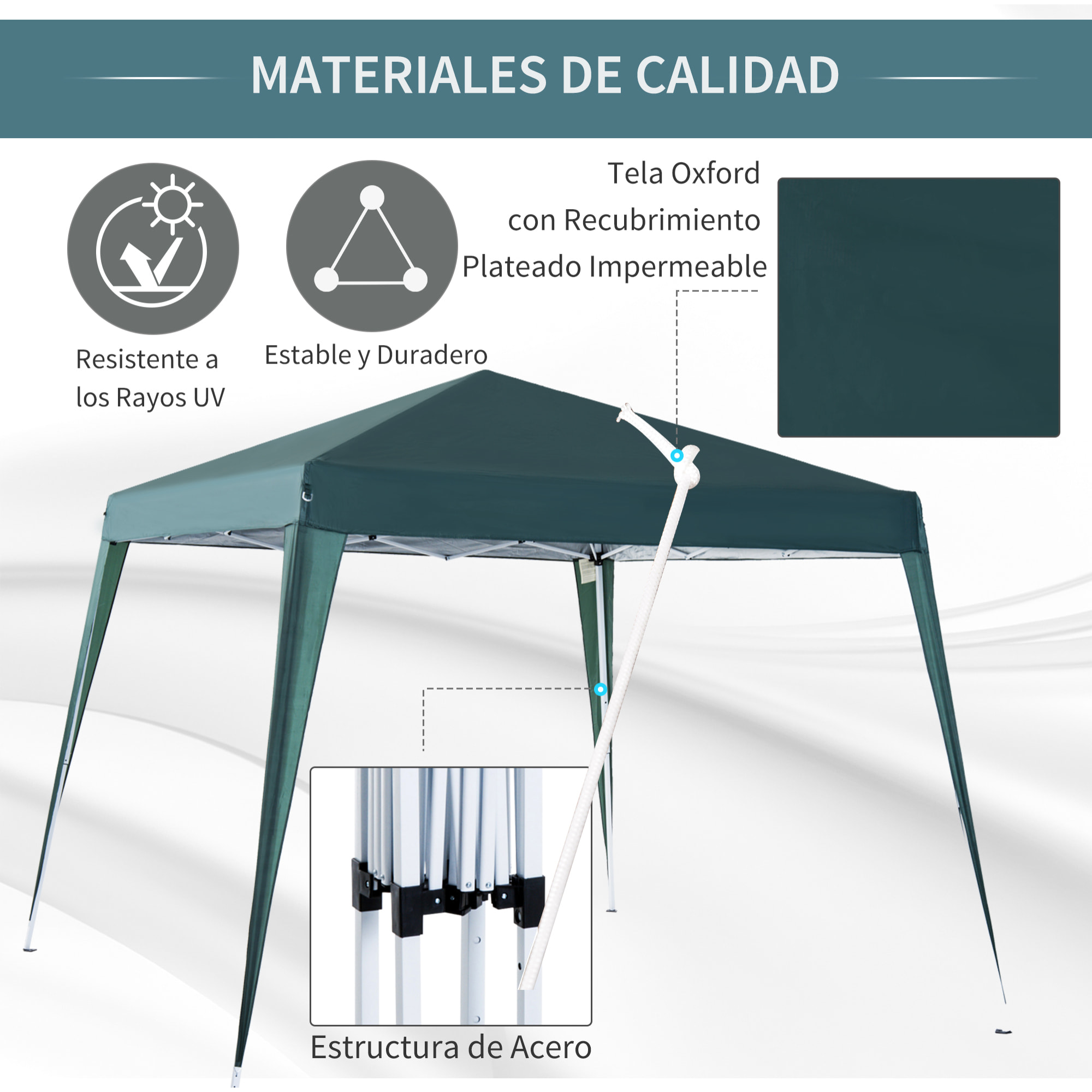 Carpa Cenador Plegable de Acero y Oxford 3x3m Verde