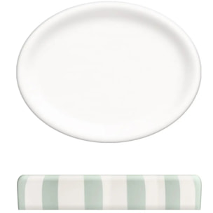 Porte-savon Strio rayures vert céladon H3cm