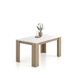Mesa de comedor Naya en roble canadian y blanco artik 140X80 cm Roble Canadian - Blanco Artik (Blanco Mate)