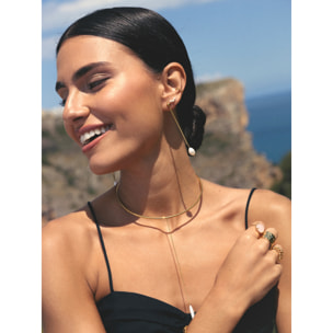 Orecchini Pearl Stick Acciao Placcato Oro