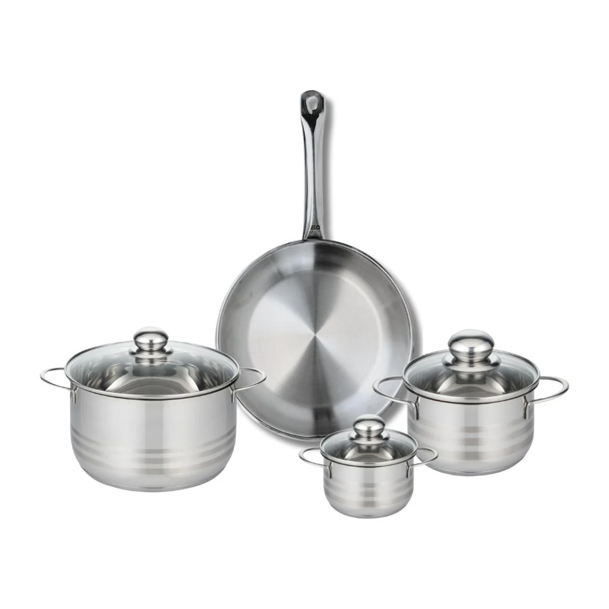 Ensemble de 1 Poêle de cuisson 28 cm et 3 faitouts 12, 16 et 20 cm Elo Profi Brillant