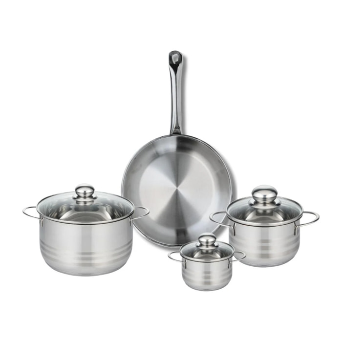 Ensemble de 1 Poêle de cuisson 28 cm et 3 faitouts 12, 16 et 20 cm Elo Profi Brillant