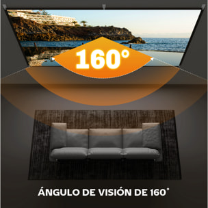 Pantalla de Proyector Manual 100 Pulgadas, Pantalla de Proyección, Formato 16:9, HD 4K/8K, Tela Lavable, para Interior y Exterior, Cine en Casa, Oficina, Patio, Blanco