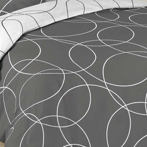 Parure de lit imprimée 'Cercles' - Gris Galet