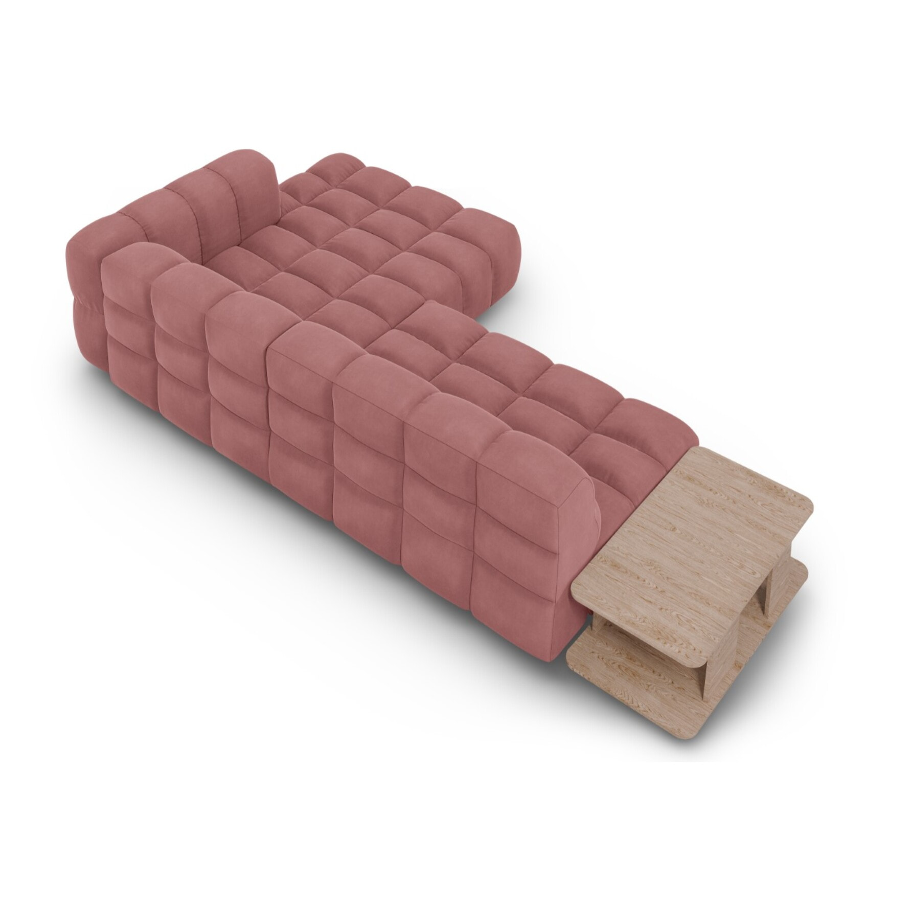 Canapé d'angle droit modulable "Sky" 4 places en velours saumon