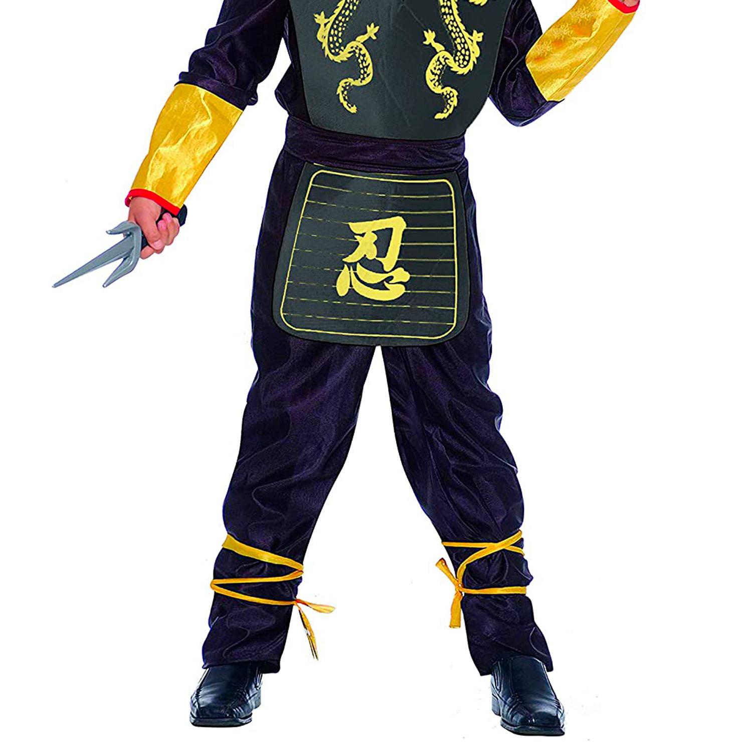 Costume Carnevale Ninja Fighter Travestimento Giallo e Nero Bambino Ciao