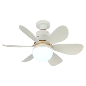 Ventilador de techo FS-HX-R520 de 52 cm. Adaptador E27, 3 velocidades y luz LED regulable de 16 W. Incluye mando a distancia.
