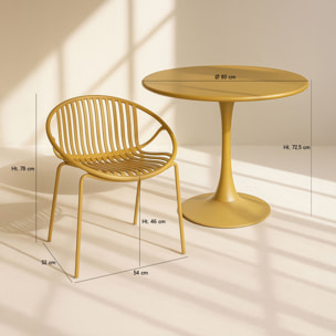 Ensemble de repas table et 4 fauteuils en polypropylène ocre CALYPSO