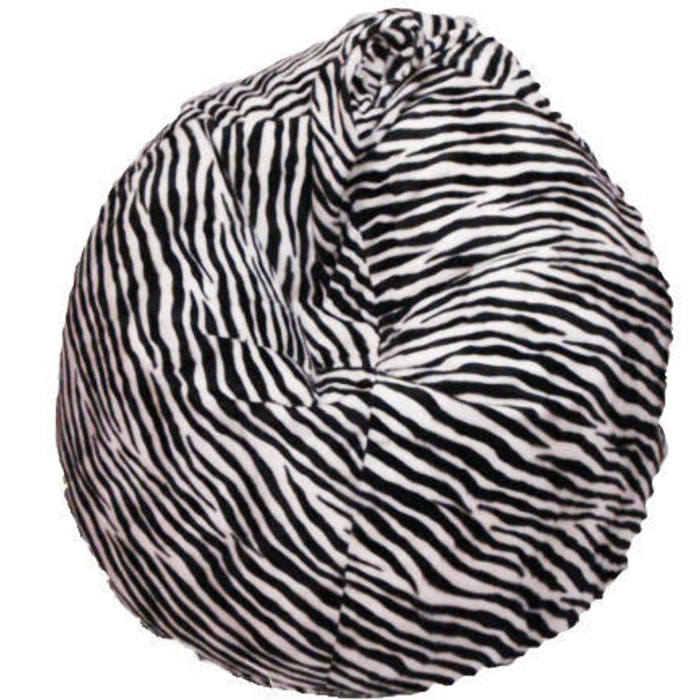 Pouf a sacco con fantasia "zebrata", colore bianco e nero, Misure 80 x 120 x 80 cm