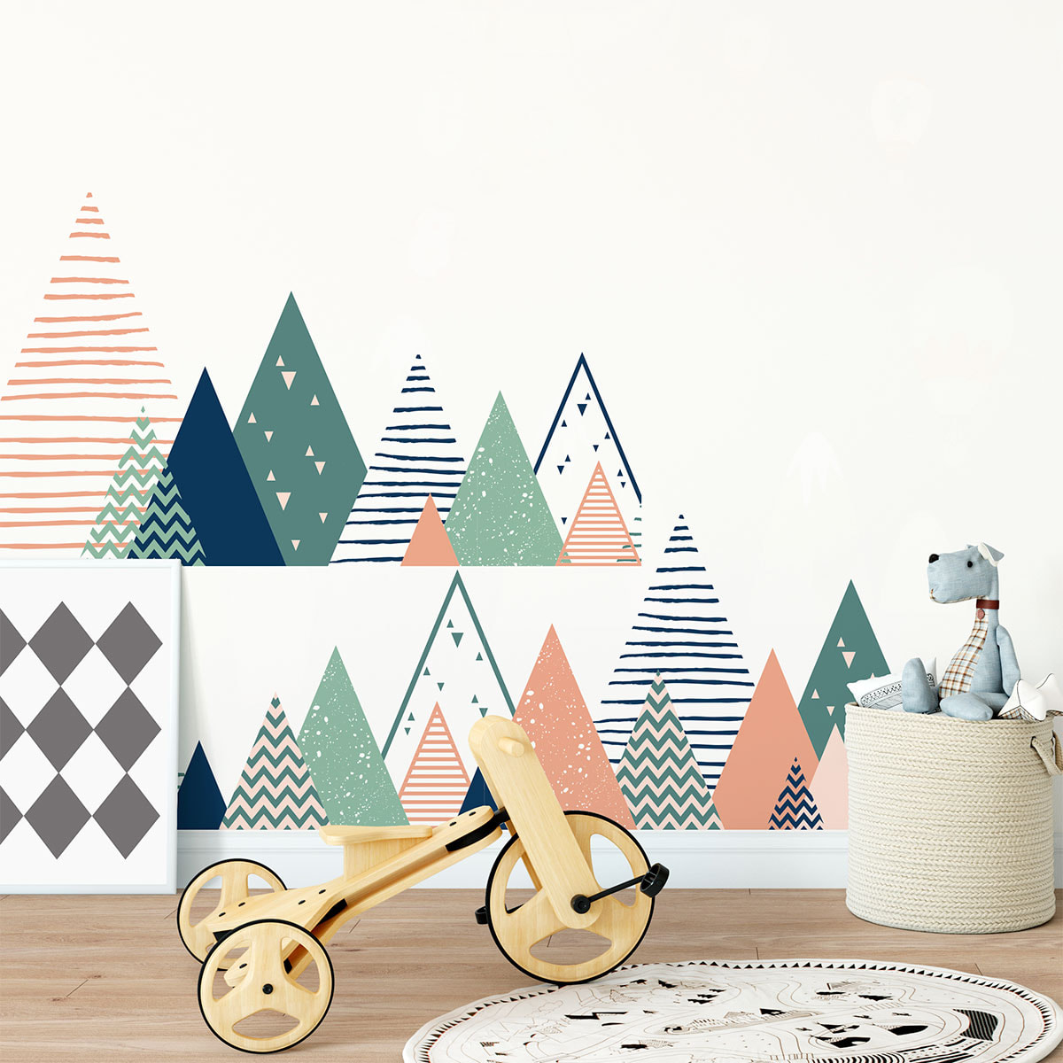 Stickers muraux enfants - Décoration chambre bébé - Autocollant Sticker mural géant enfant montagnes scandinaves ARDIKA