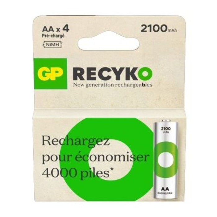 Pile rechargeable GP LR06 ReCyckO lot de 4 2100mAh