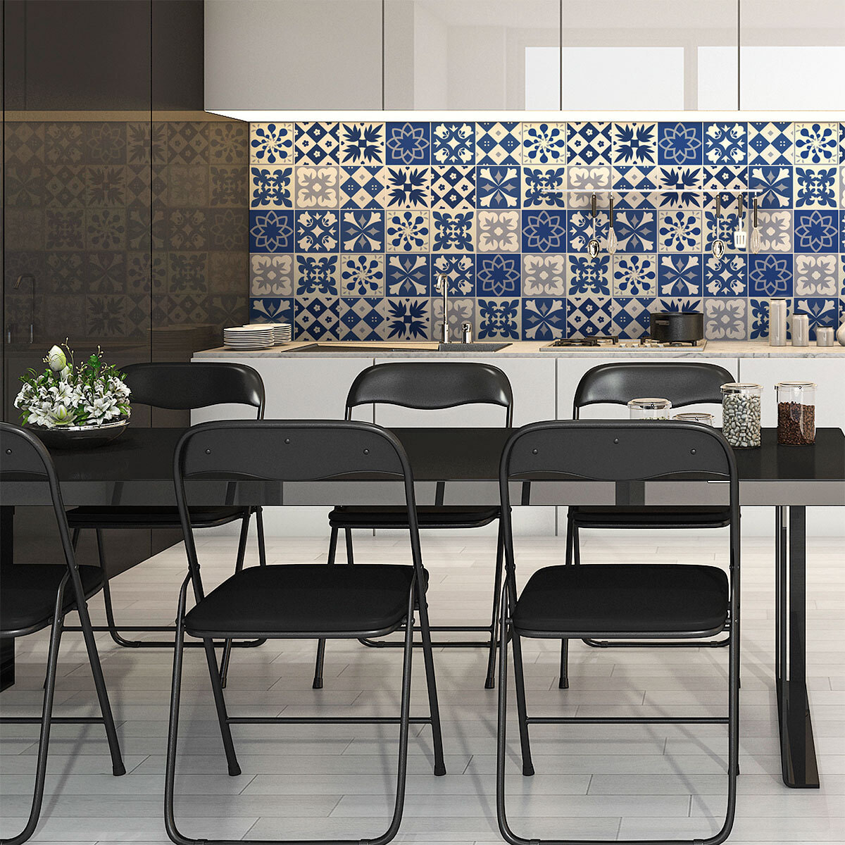 Stickers muraux - Sticker Mural Carrelage adhésif Cuisine Salle de Bain - 30 STICKERS CARREAUX DE CIMENT AZULEJOS CINDIA