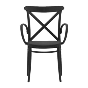 Set di 2 sedie RIO in polipropilene antracite con braccioli, impilabili