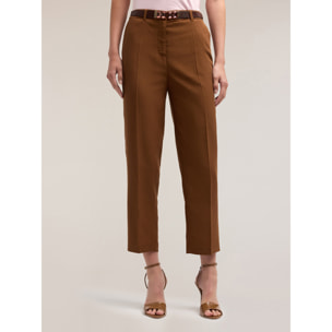 Motivi - Pantaloni regular misto lyocell - Marrone