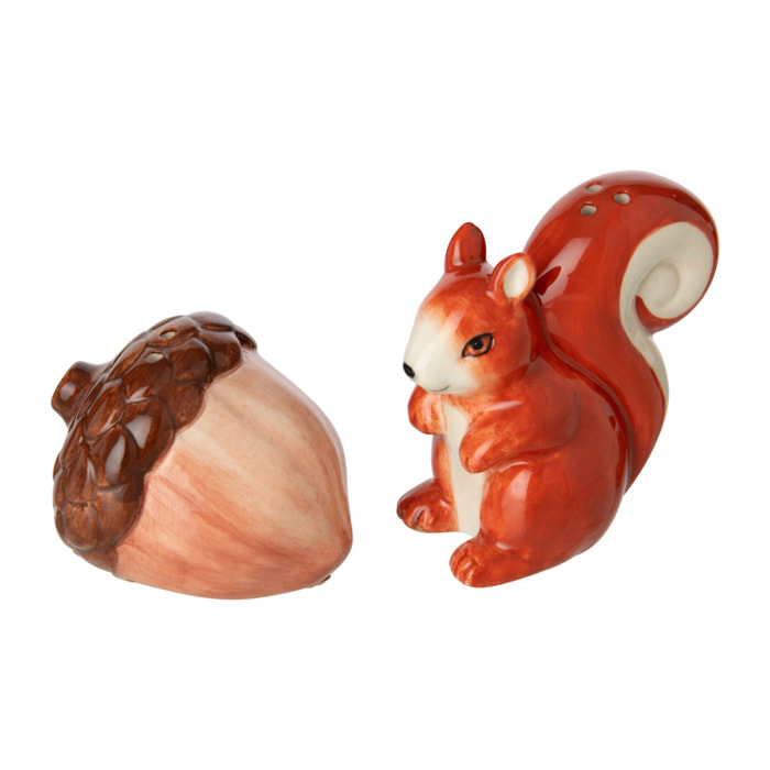 J-Line Sel et poivre écureuil et gland - grès - orange/marron