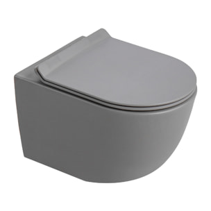 PixL WC suspendu en céramique Tornado Quiet Flush, fixations invisibles + abattant Soft-Close, Gris mat (CEPX010RTORPGRM)