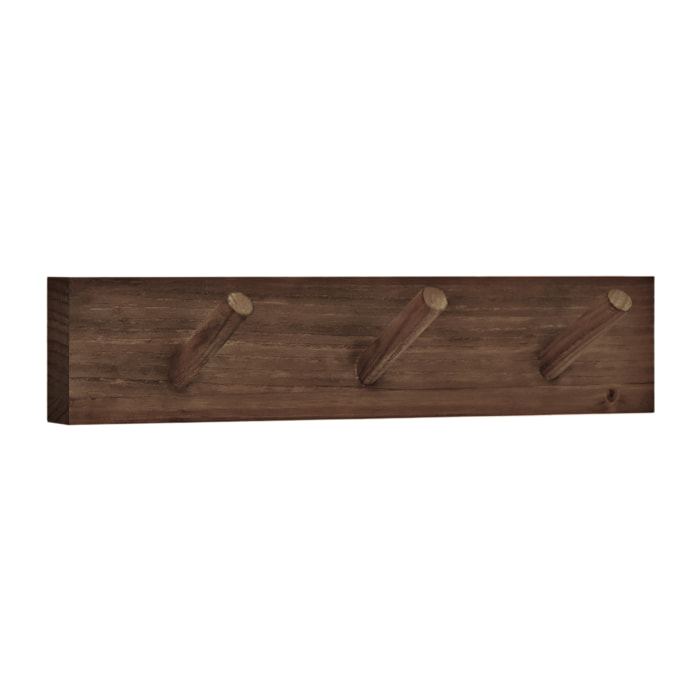 Colgador de pared de madera maciza en tono nogal de 26x5cm Alto: 5 Largo: 26 Ancho: 1.4