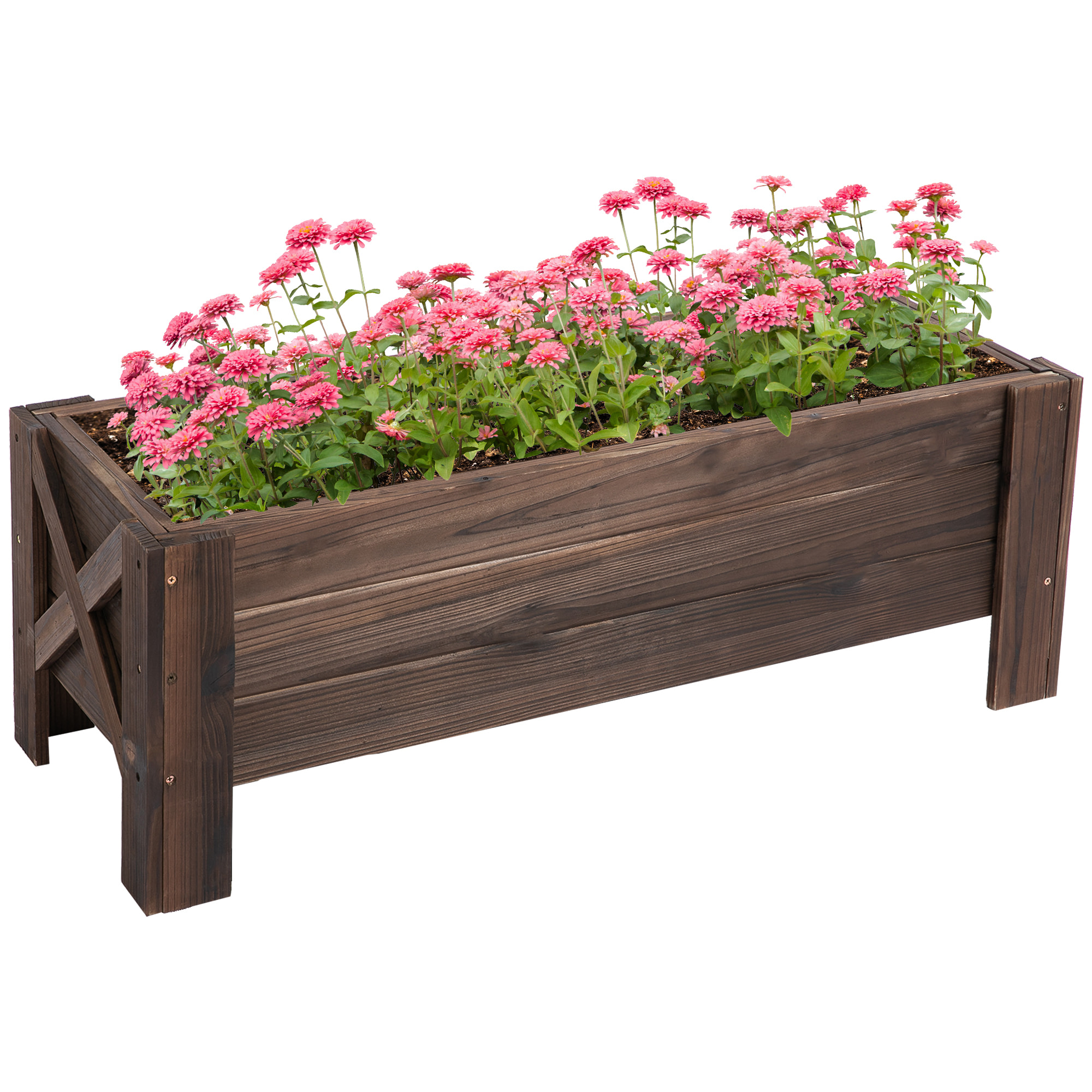 Jardinera de Madera Arriate Rectangular para Flores y Plantas 100x36,5x36cm