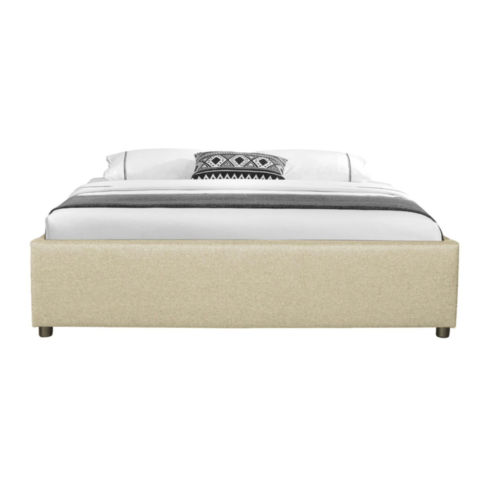 Lit coffre avec sommier Otto - Beige - Tissu
