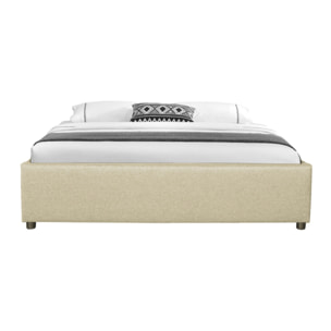 Lit coffre avec sommier Otto - Beige - Tissu