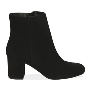 Ankle boots neri in camoscio, tacco 7 cm