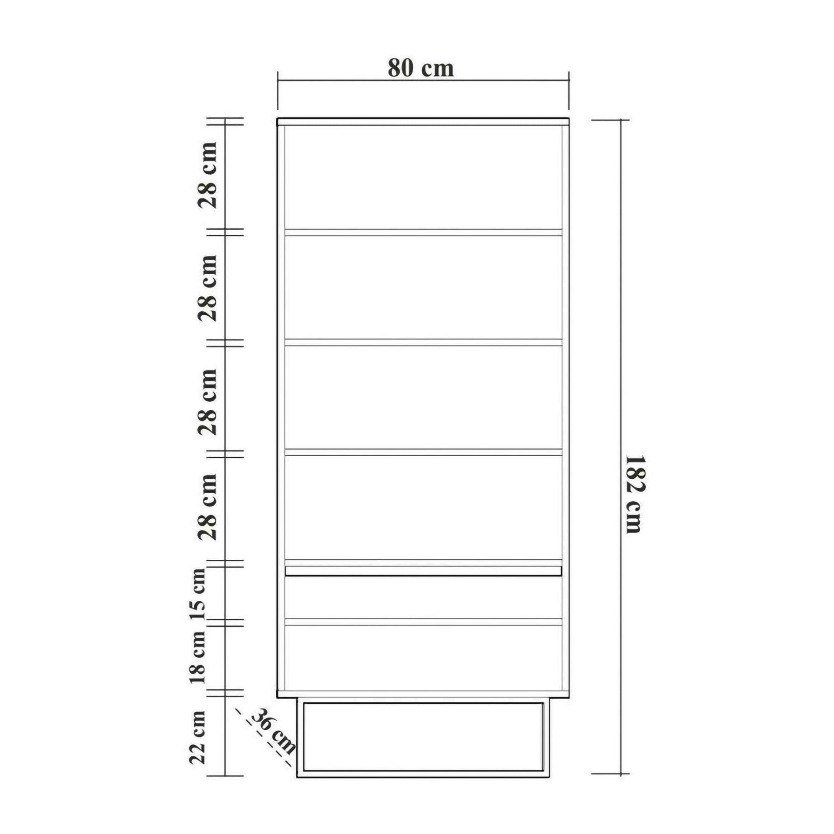 Libreria Dbozhana, Scaffale da ufficio, Mobile portalibri, Biblioteca, 80x36h182 cm, Noce e Nero