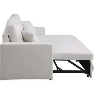 Canapé d'angle convertible/reversible avec coffre "Alain" - 3 places - Bouclettes -  Blanc