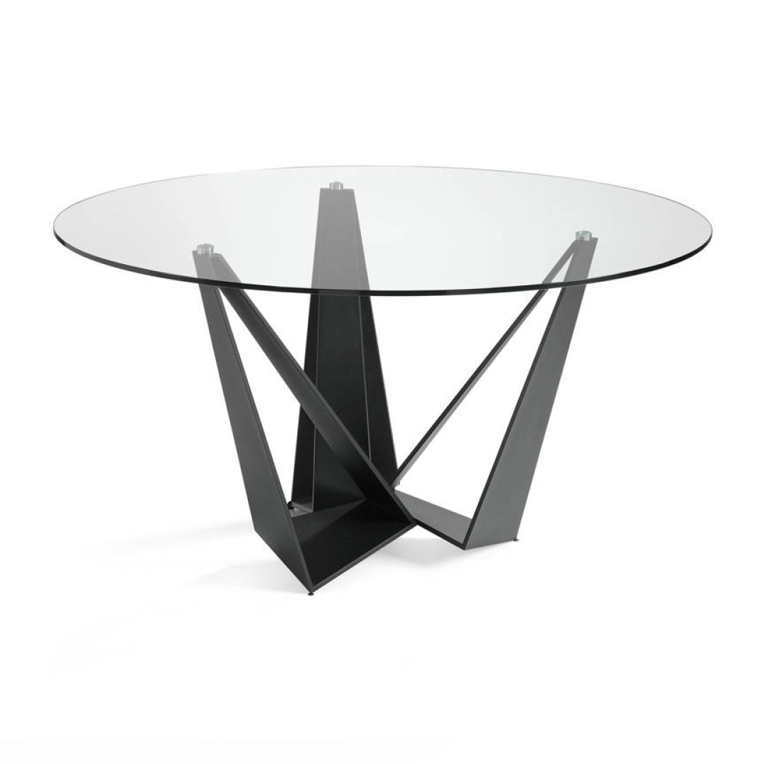 Mesa de Angel Cerda de cristal y acero 150x150x75cm