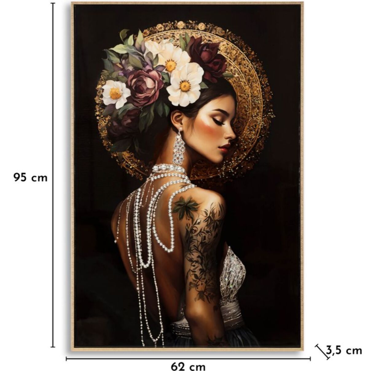 STAMPA DIPINTA SU TELA LACCATA PERSIAN C/CORNICE -A- CM 62X3,5X92