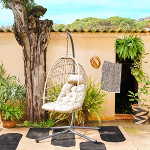 Oeuf suspendu acier osier coussin inclus TOSCANA