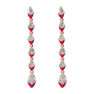 Orecchini Pendenti con Smalto Fucsia e Cubic Zirconia a Goccia Graduate