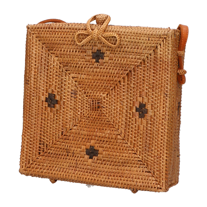 Borsa a tracolla da Donna Lara in Rattan Prodotto Vegano 20X20X7 cm