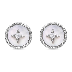 Pendientes con Madreperla Blanca acabado plata