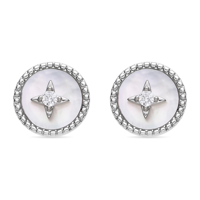 Pendientes con Madreperla Blanca acabado plata