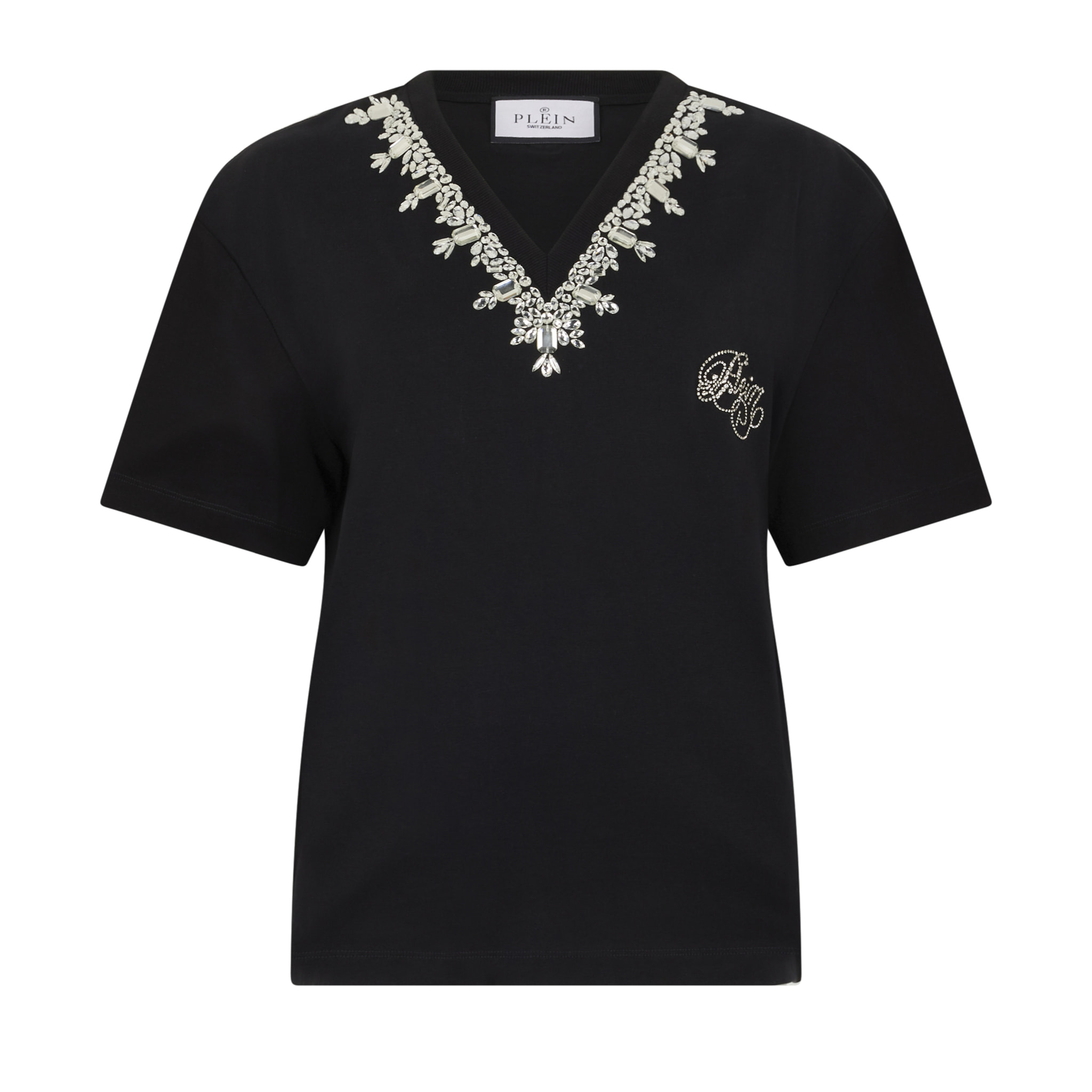 PHILIPP PLEIN Man Fit V-Neck T-Shirt Crystals