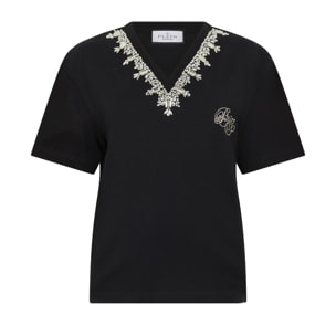 PHILIPP PLEIN Man Fit V-Neck T-Shirt Crystals