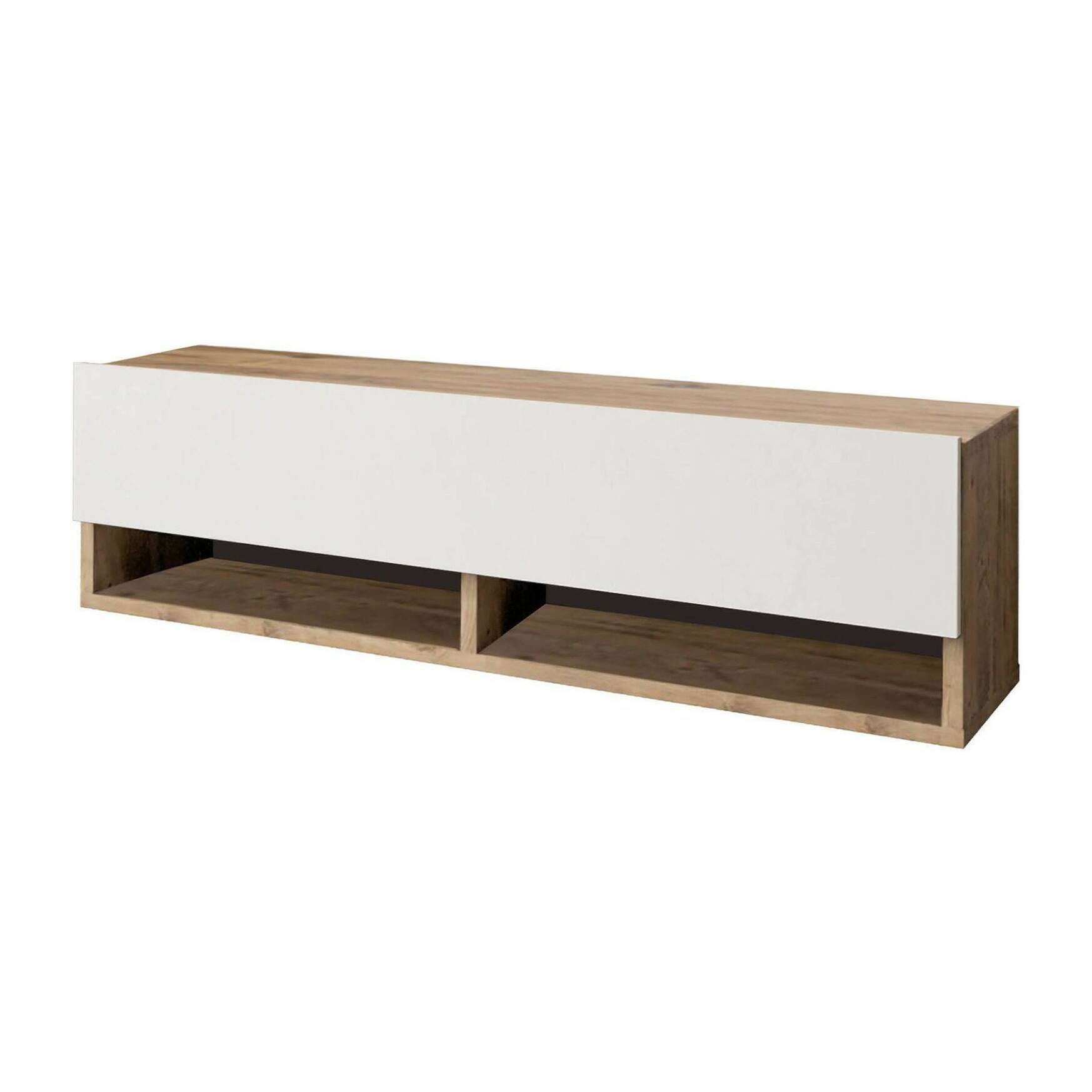 Mobile porta TV Dfantin, Credenza da soggiorno, Armadio basso per TV, Base parete attrezzata, 100x32h29 cm, Quercia e Bianco